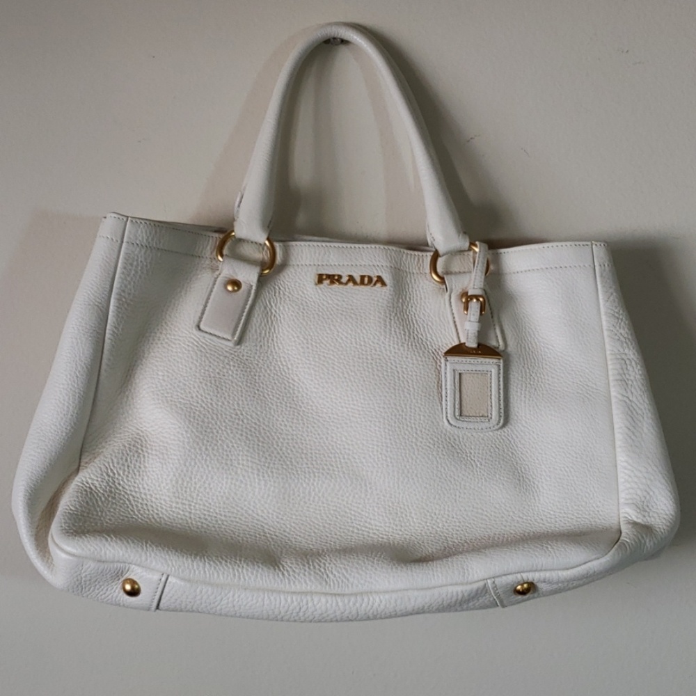 Prada white vitello daino tote
